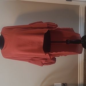 Chiffon blouse, Pretty Garden, large, brick red